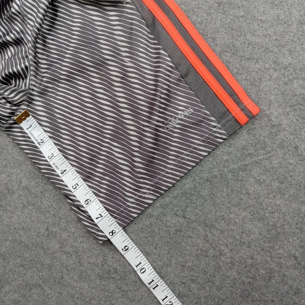 Adidas Shorts Boys Small‎ Gray Orange Striped Athletic 3 Stripe Mesh Sport